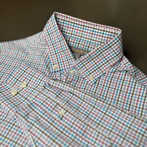 Peter Millar Summer Comfort Multicolor Check Large Long Sleeve Performance Shirt